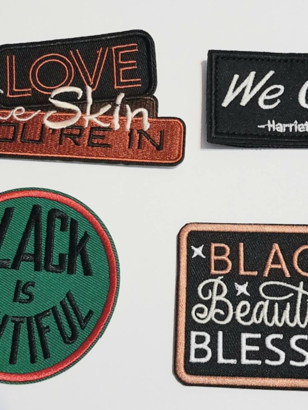 4-Piece Black Pride Embroidered Patch Bundle – Iron-On & Velcro